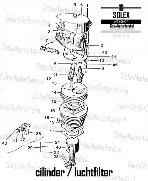 Exploded view Solex cilinder