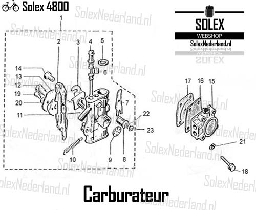 Solex 4800 onderdelen carburateur benzinepomp
